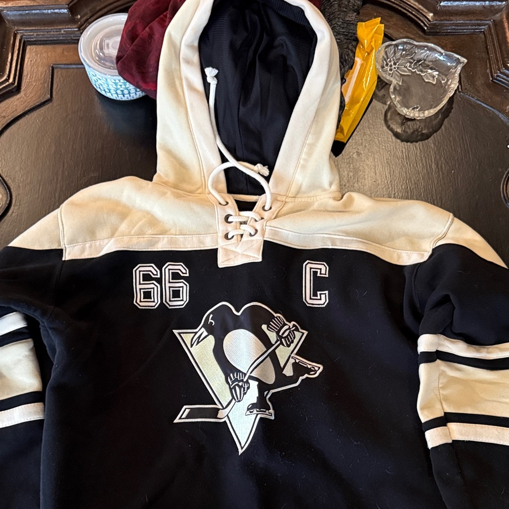 Old Time Hockey Black and Cream Hoodie